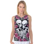 black and white rose sugar skull Women s Basketball Tank Top