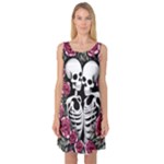 black and white rose sugar skull Sleeveless Satin Nightdress