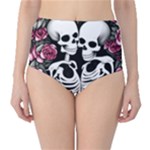 black and white rose sugar skull Classic High-Waist Bikini Bottoms