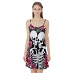 black and white rose sugar skull Satin Night Slip