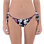 black and white rose sugar skull Reversible Bikini Bottoms