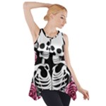 black and white rose sugar skull Side Drop Tank Tunic