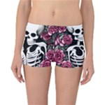 black and white rose sugar skull Reversible Boyleg Bikini Bottoms