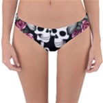 black and white rose sugar skull Reversible Hipster Bikini Bottoms