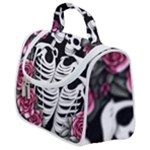 black and white rose sugar skull Satchel Handbag