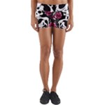 black and white rose sugar skull Yoga Shorts