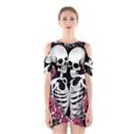 black and white rose sugar skull Shoulder Cutout One Piece Dress