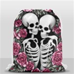 black and white rose sugar skull Drawstring Bag (Small)