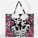 black and white rose sugar skull Zipper Large Tote Bag