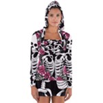 black and white rose sugar skull Long Sleeve Hooded T-shirt