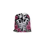 black and white rose sugar skull Drawstring Pouch (XS)