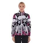 black and white rose sugar skull Women s Bomber Jacket