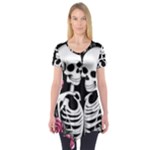 black and white rose sugar skull Short Sleeve Tunic 