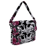 black and white rose sugar skull Buckle Messenger Bag