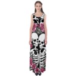 black and white rose sugar skull Empire Waist Maxi Dress