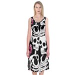 black and white rose sugar skull Midi Sleeveless Dress