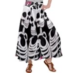 black and white rose sugar skull Satin Palazzo Pants