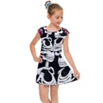 black and white rose sugar skull Kids  Cap Sleeve Dress