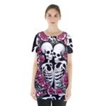 black and white rose sugar skull Skirt Hem Sports Top