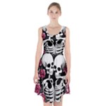 black and white rose sugar skull Racerback Midi Dress