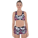 black and white rose sugar skull Racerback Boyleg Bikini Set