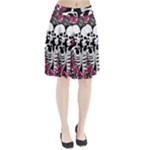 black and white rose sugar skull Pleated Skirt