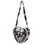 black and white rose sugar skull Heart Shoulder Bag