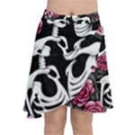 black and white rose sugar skull Chiffon Wrap Front Skirt