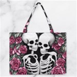 black and white rose sugar skull Zipper Medium Tote Bag