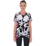 black and white rose sugar skull Cut Out Side Drop Tee