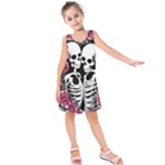 black and white rose sugar skull Kids  Sleeveless Dress