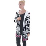 black and white rose sugar skull Longline Hooded Cardigan