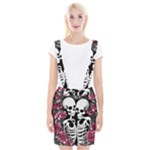 black and white rose sugar skull Braces Suspender Skirt