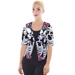 black and white rose sugar skull Cropped Button Cardigan