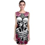 black and white rose sugar skull Sleeveless Velvet Midi Dress