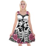 black and white rose sugar skull Reversible Velvet Sleeveless Dress