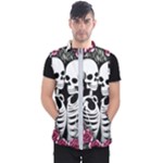 black and white rose sugar skull Men s Puffer Vest