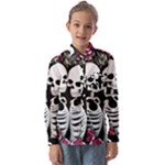 black and white rose sugar skull Kids  Long Sleeve Shirt