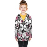 black and white rose sugar skull Kids  Double Breasted Button Coat