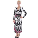 black and white rose sugar skull Velvet Maxi Wrap Dress