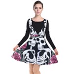 black and white rose sugar skull Plunge Pinafore Dress