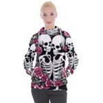 black and white rose sugar skull Women s Hooded Pullover