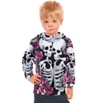 black and white rose sugar skull Kids  Hooded Pullover