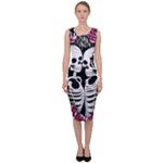 black and white rose sugar skull Sleeveless Pencil Dress