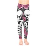 black and white rose sugar skull Kids  Leggings