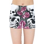 black and white rose sugar skull Kids  Sports Shorts