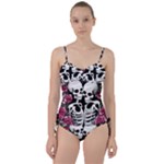 black and white rose sugar skull Sweetheart Tankini Set