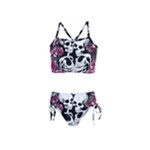 black and white rose sugar skull Girls  Tankini Swimsuit