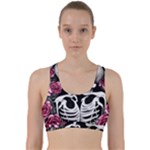 black and white rose sugar skull Back Weave Sports Bra