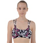 black and white rose sugar skull Line Them Up Sports Bra